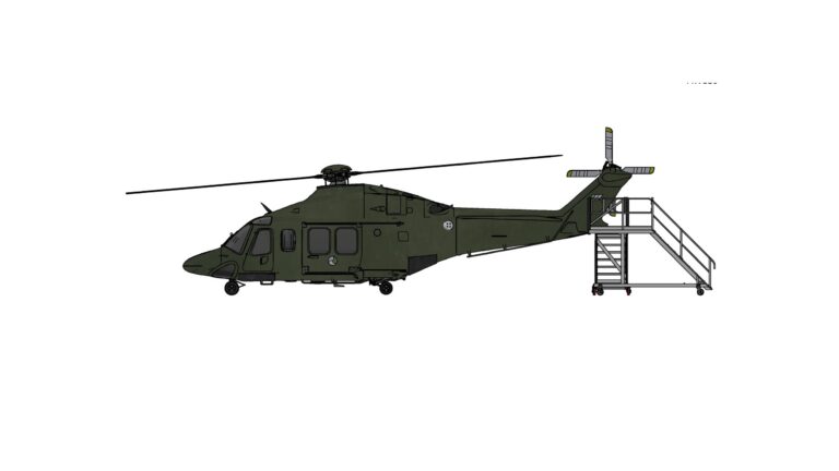 Leonardo AW139 line-maintenance tail access platform drawing